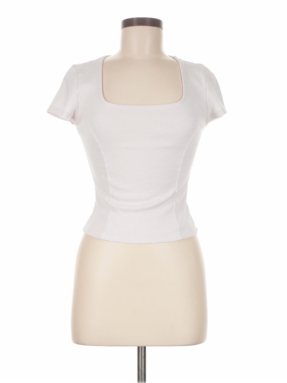 Lucky Brand White Square Neck Short Sleeve Tee